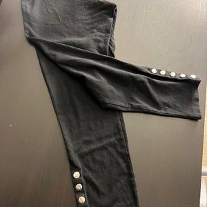 Black Express tights with 5 Silver Buttons at ankle - Sz M